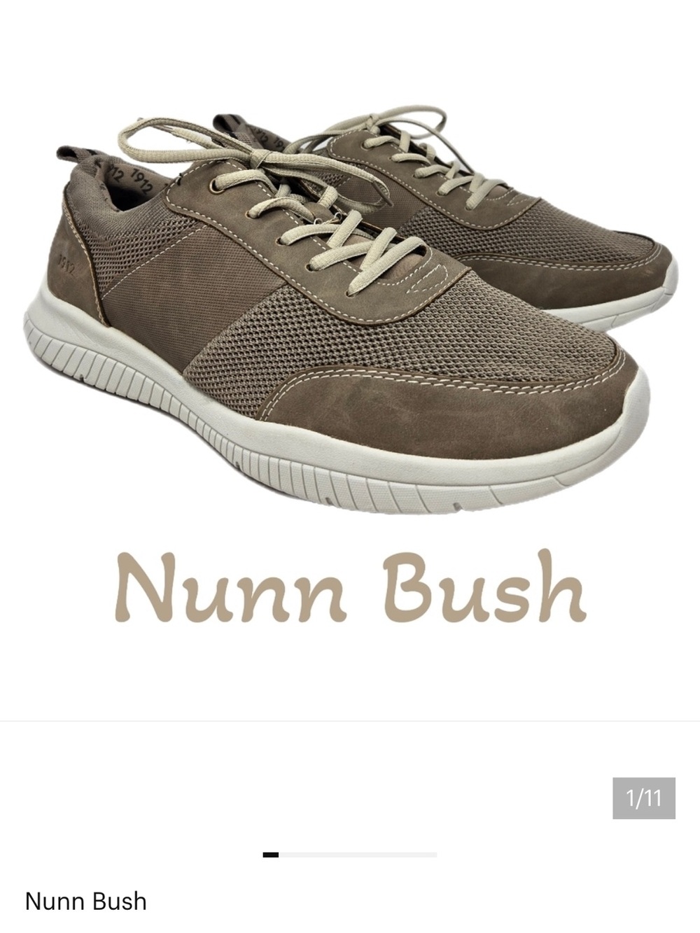 Nunn Bush Kore City Mens Sneakers Sz 13M Taupe Faux Suede Lightweight Lace Up